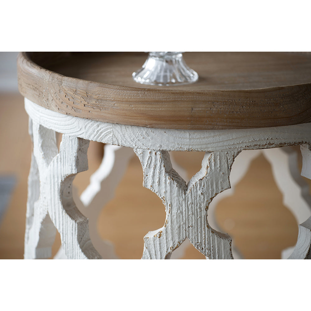 23" Large Distressed White Side Table White Primary Living Space American Design,American Traditional,French Country,Rustic,Transitional Coffee & End Tables Wood