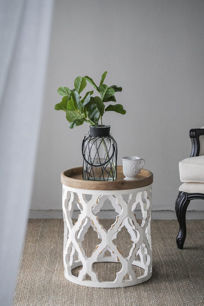 23" Large Distressed White Side Table White Primary Living Space American Design,American Traditional,French Country,Rustic,Transitional Coffee & End Tables Wood