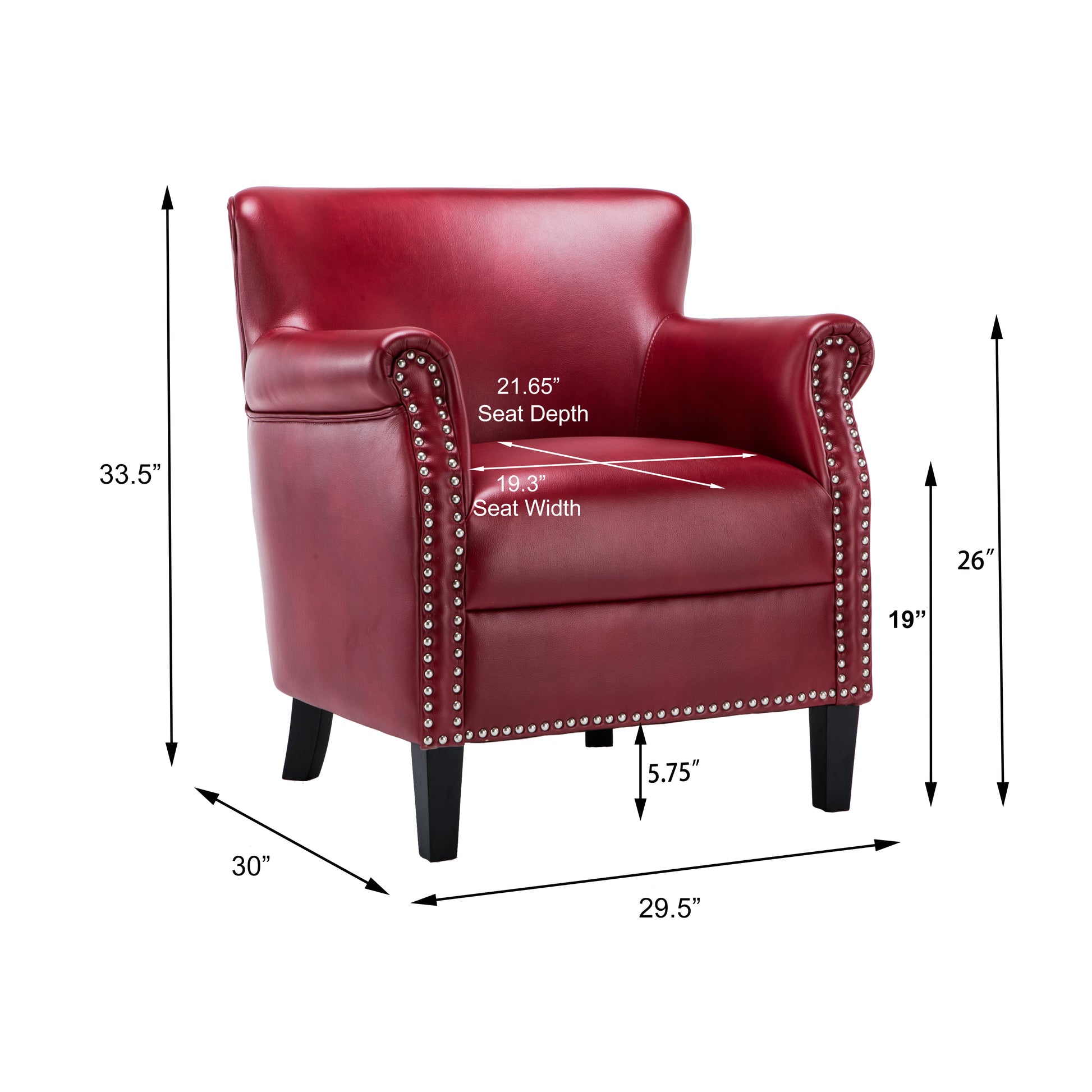 Hadley Red Club Chair Red Foam Polyester Blend