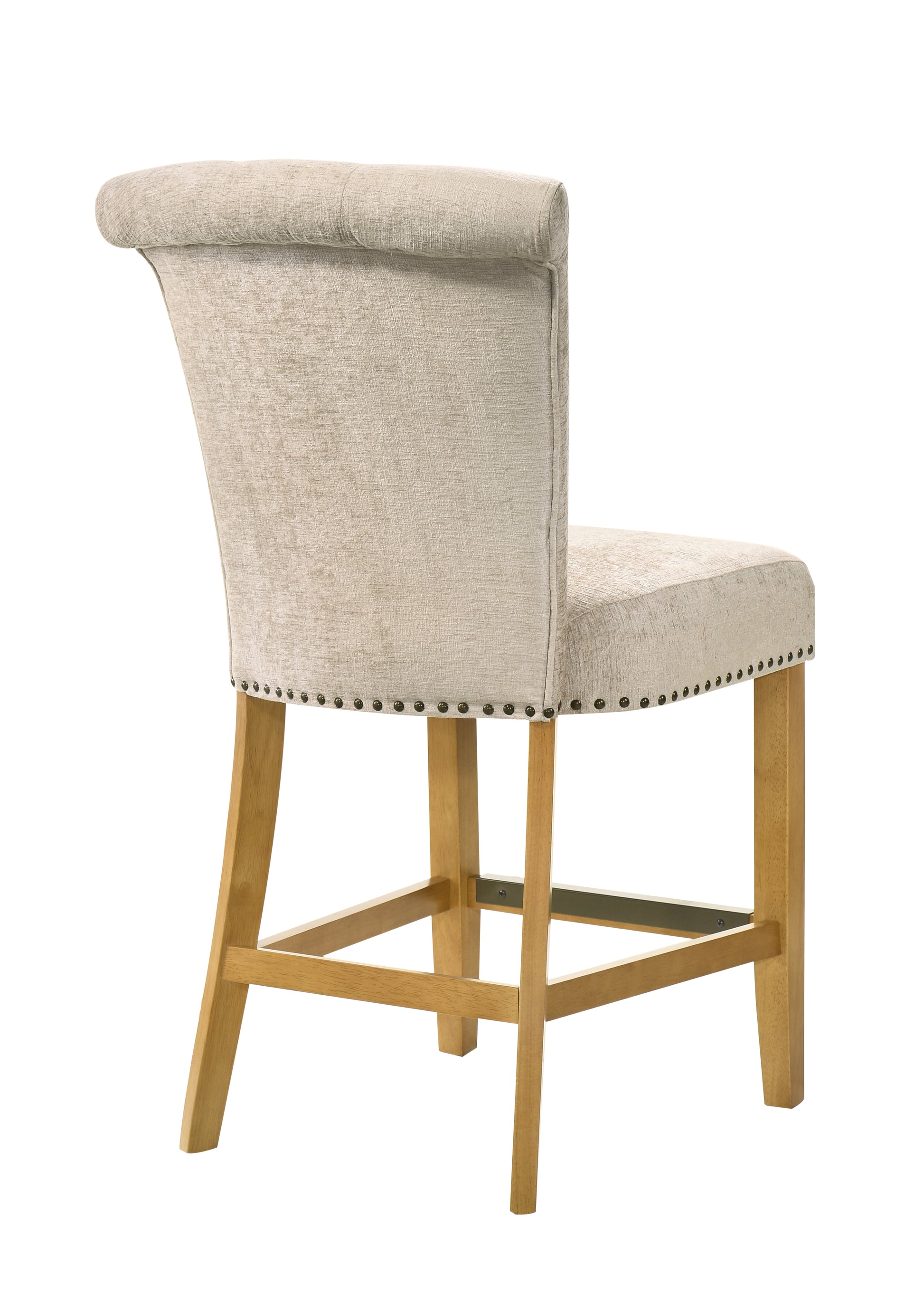 Auggie 20.5" Cream Fabric Counter Height Chair With Trim Cream Fabric