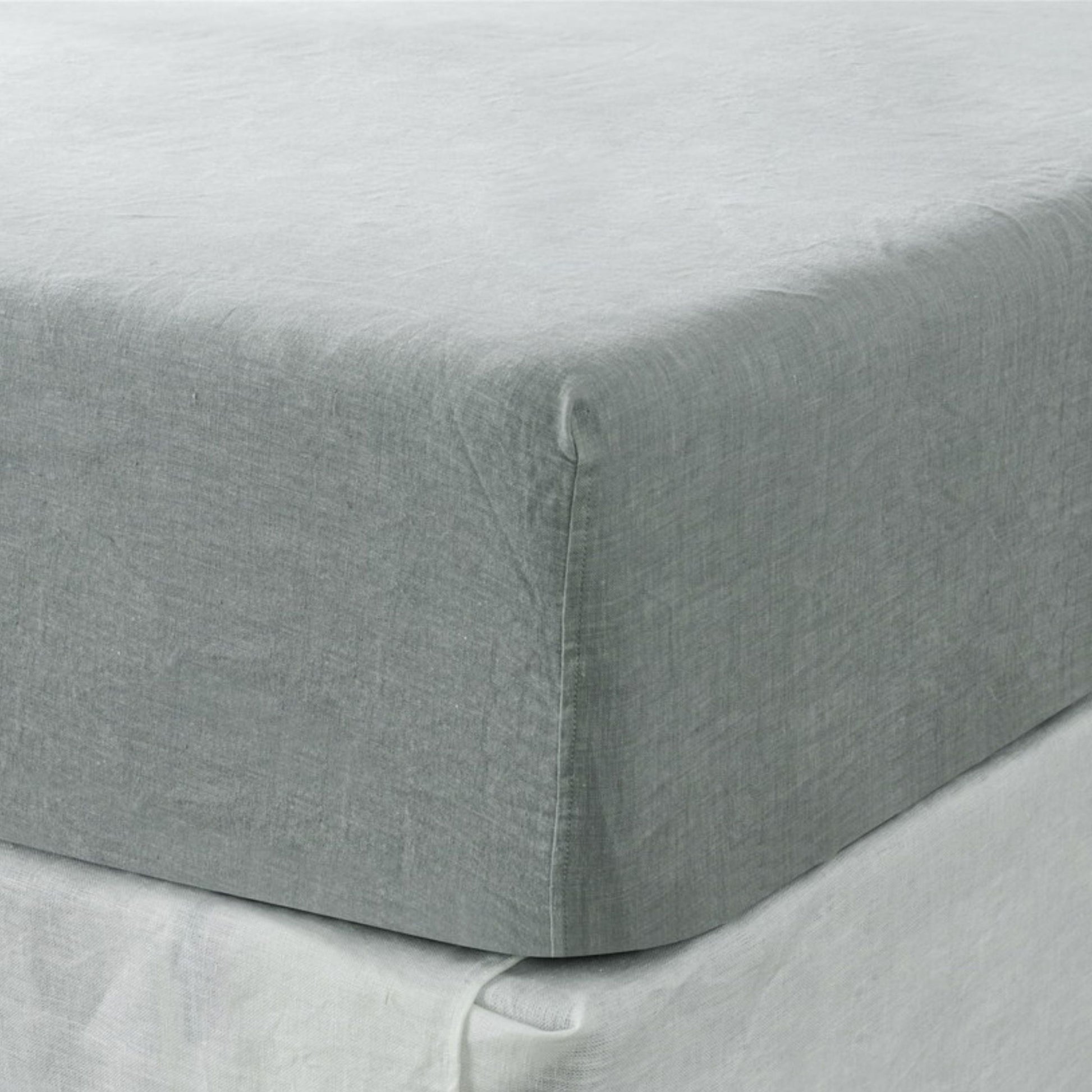 California King Fitted Sheet 1 Pc, California King Sheets, Linen Sheets, Hotel Sheets,& Fade Resistant Cal King Sheets Sea Glass Grey Linen Linen