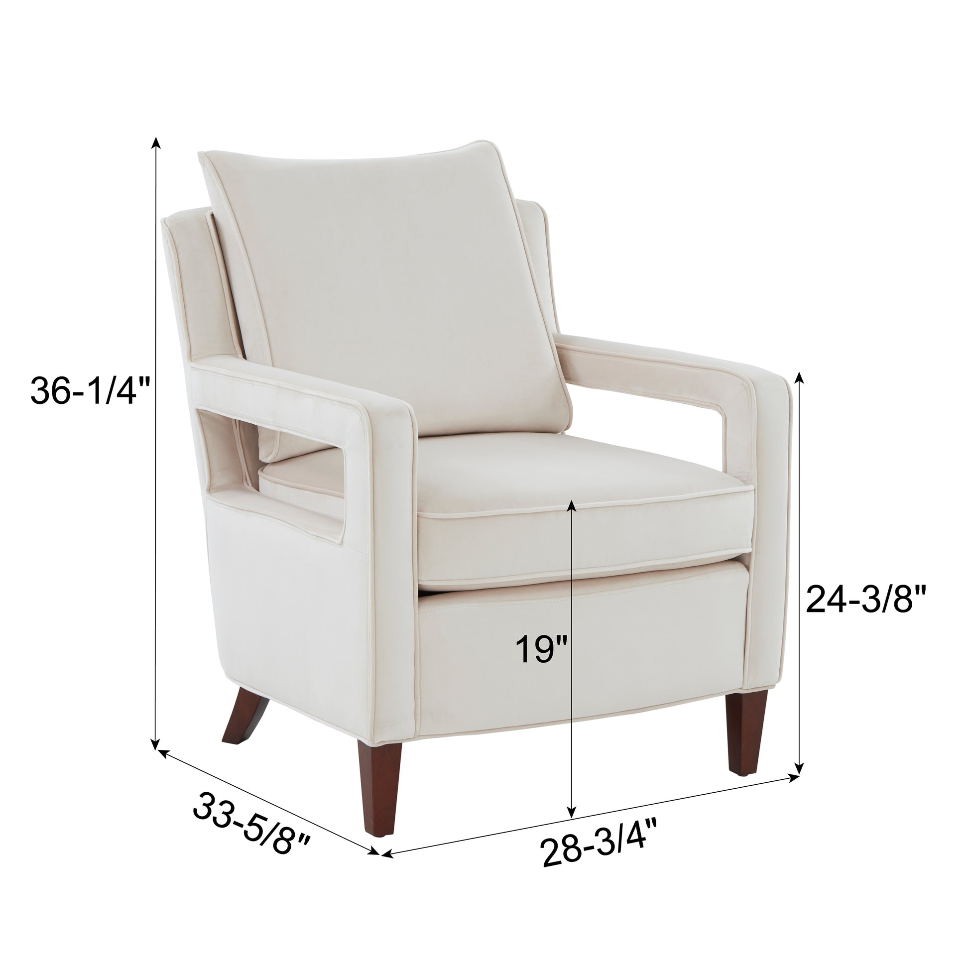 Alina Sea Oat Velvet Accent Arm Chair Beige Foam Velvet