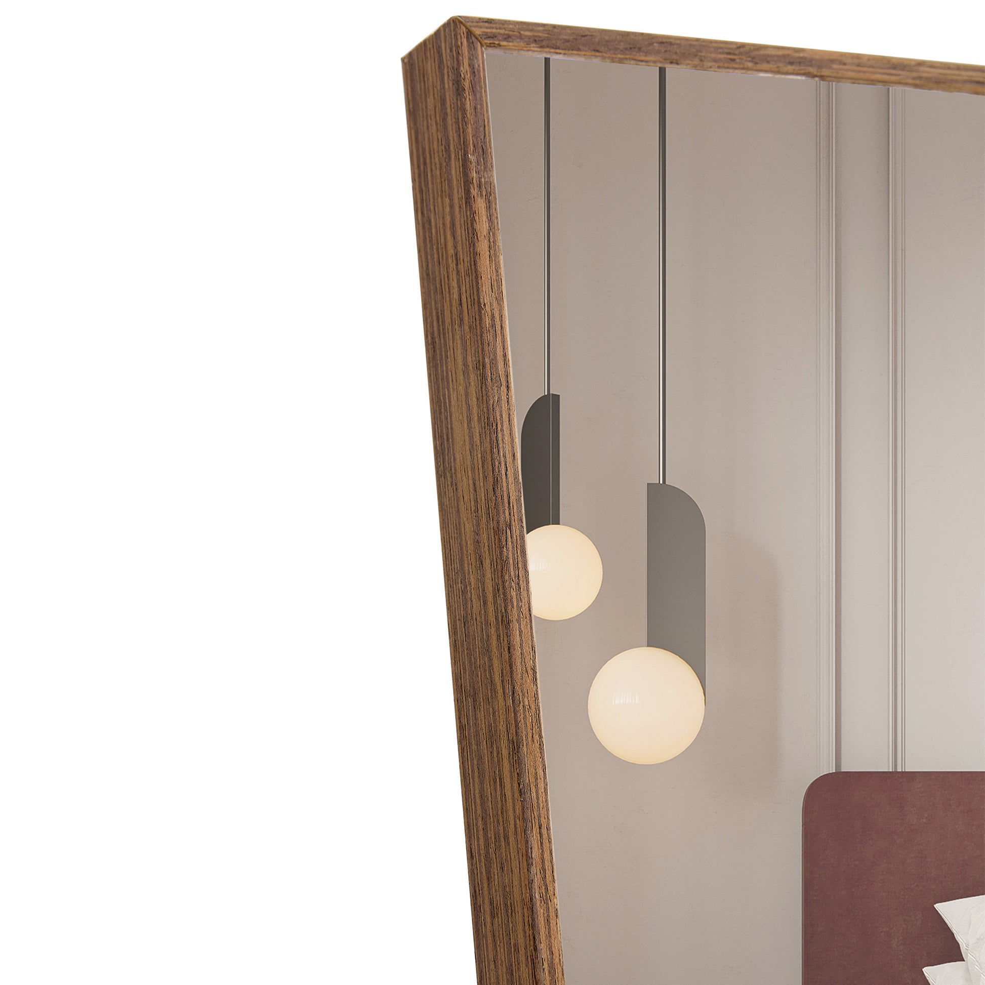 3Rd Generation Packaging Upgrade Brown Solid Wood Frame Full Length Mirror, Dressing Mirror, Bedroom Porch, Decorative Mirror, Clothing Store, Floor Standing Large Mirror. 58 "* 15" W115155945 Brown Glass