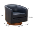 Tessa Midnight Blue Top Grain Leather Wood Base Swivel Chair Dark Navy Foam Leather