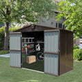 Outdoor Storage Shed 10'X8', Metal Tool Sheds Storage House With Lockable Double Door,Large Bike Shed Waterproof For Garden,Backyard,Lawn Brown Brown Metal