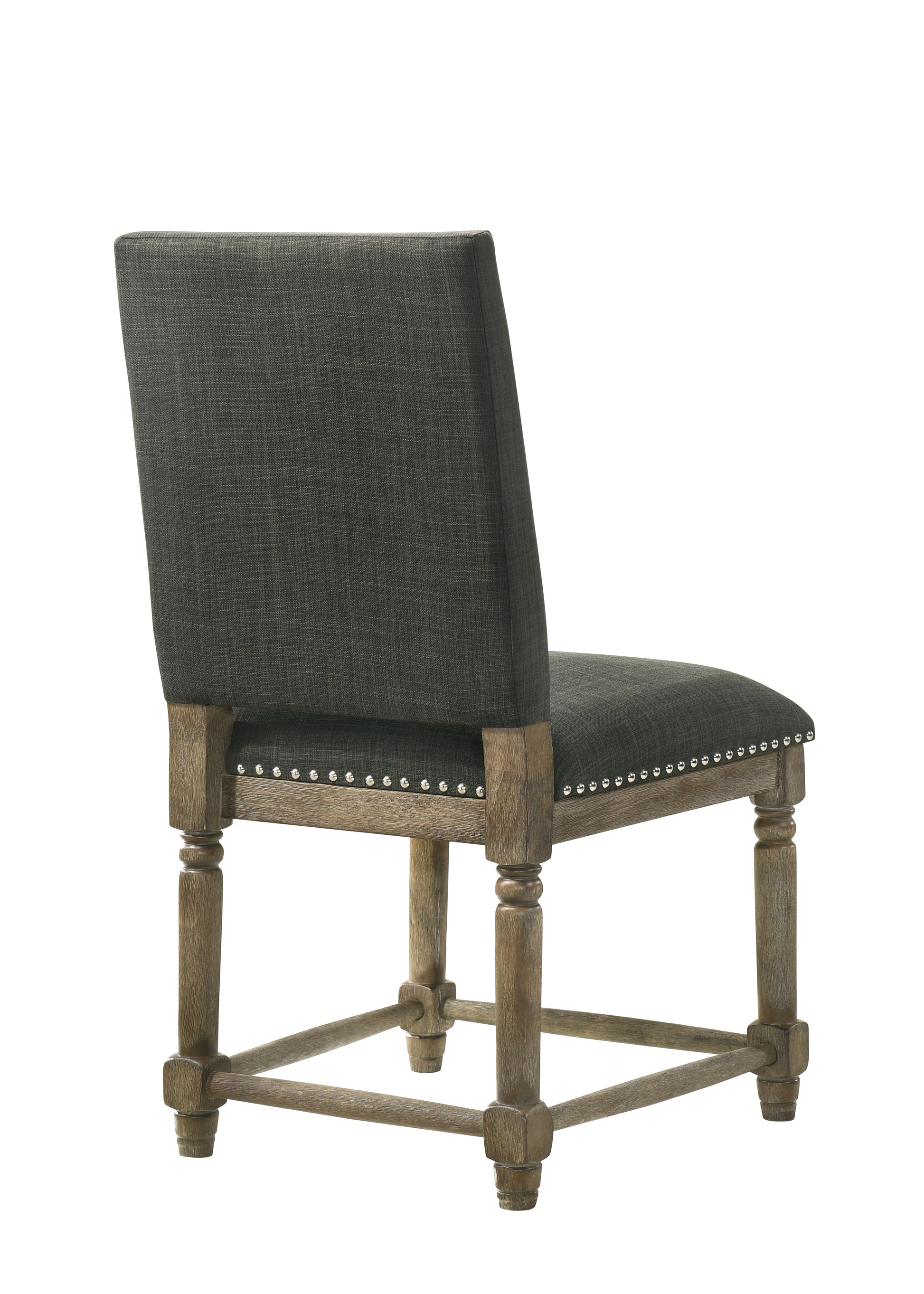 Everton Set Of 2 Gray Fabric 19" Dining Chair With Trim Gray Fabric