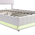 Full Size Upholstered Bed With Hydraulic Storage System And Led Light, Modern Platform Bed With Sockets And Usb Ports, White White Pu Leather