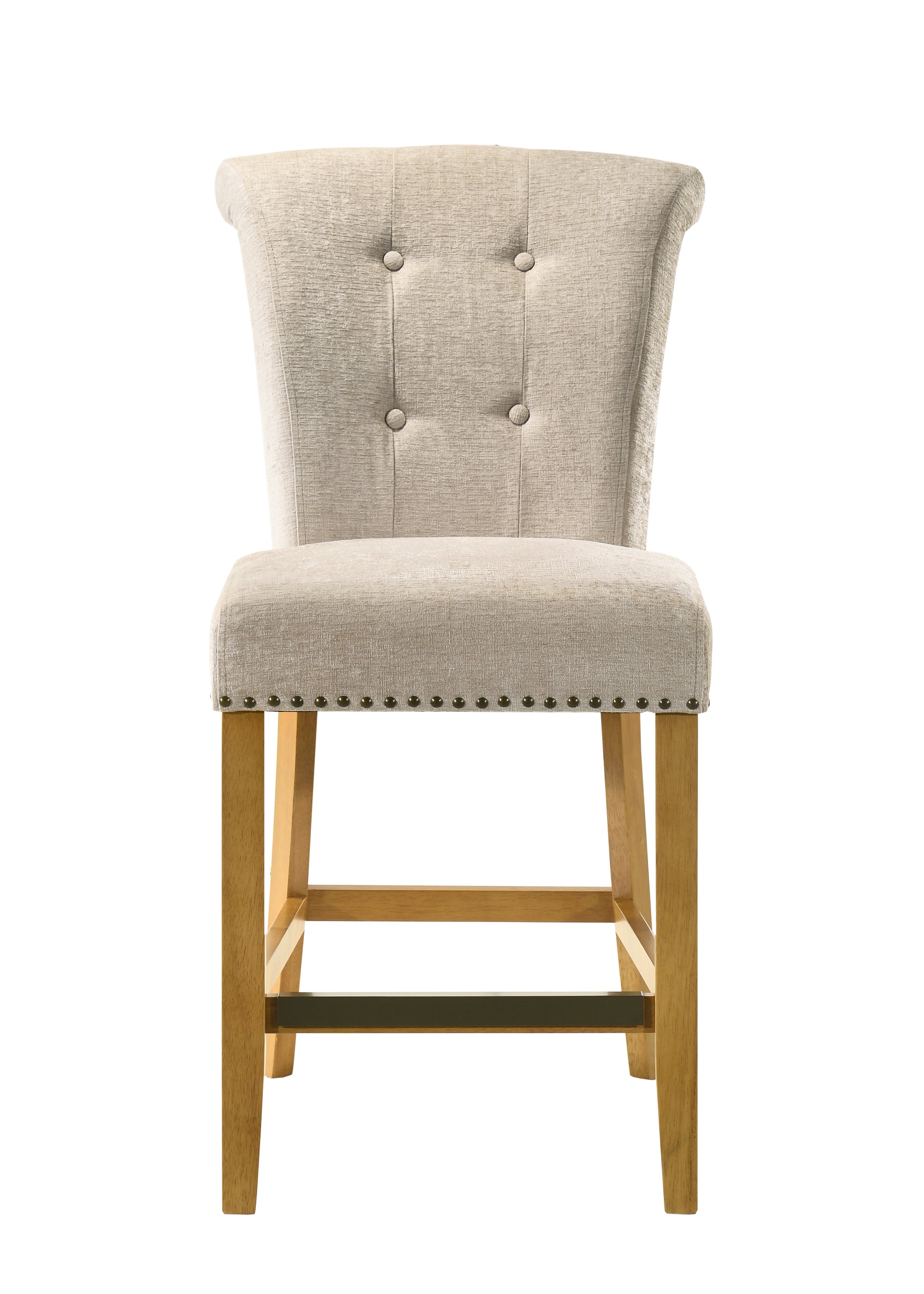 Auggie 20.5" Cream Fabric Counter Height Chair With Trim Cream Fabric