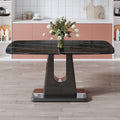 A Modern, Minimalist, And Luxurious Table. A Black Imitation Marble Tabletop With Mdf U Shaped Legs. Dining Table, Computer Table. For Restaurants And Living Rooms 63