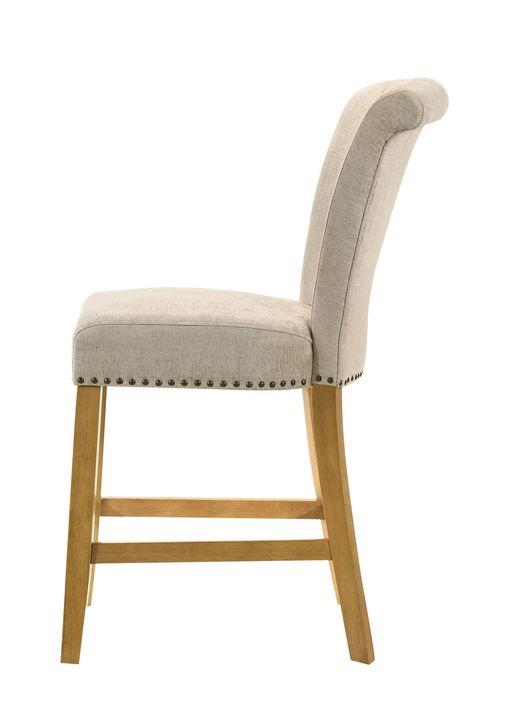 Auggie 20.5" Cream Fabric Counter Height Chair With Trim Cream Fabric