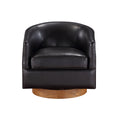 Maisy Brown Faux Leather Wood Base Barrell Swivel brown-foam-polyester