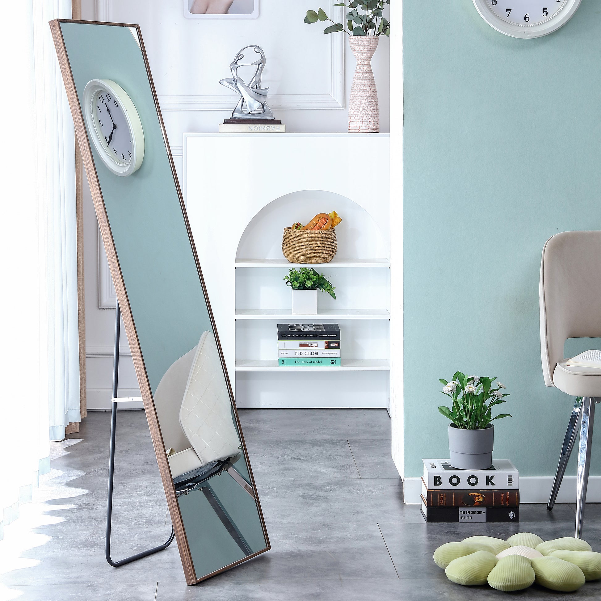 4Rd Generation Packaging Upgrade Brown Solid Wood Frame Full Body Mirror, Dressing Mirror, Decorative Mirror, Clothing Store, Floor Standing Mirror. W1151124247 Brown Glass