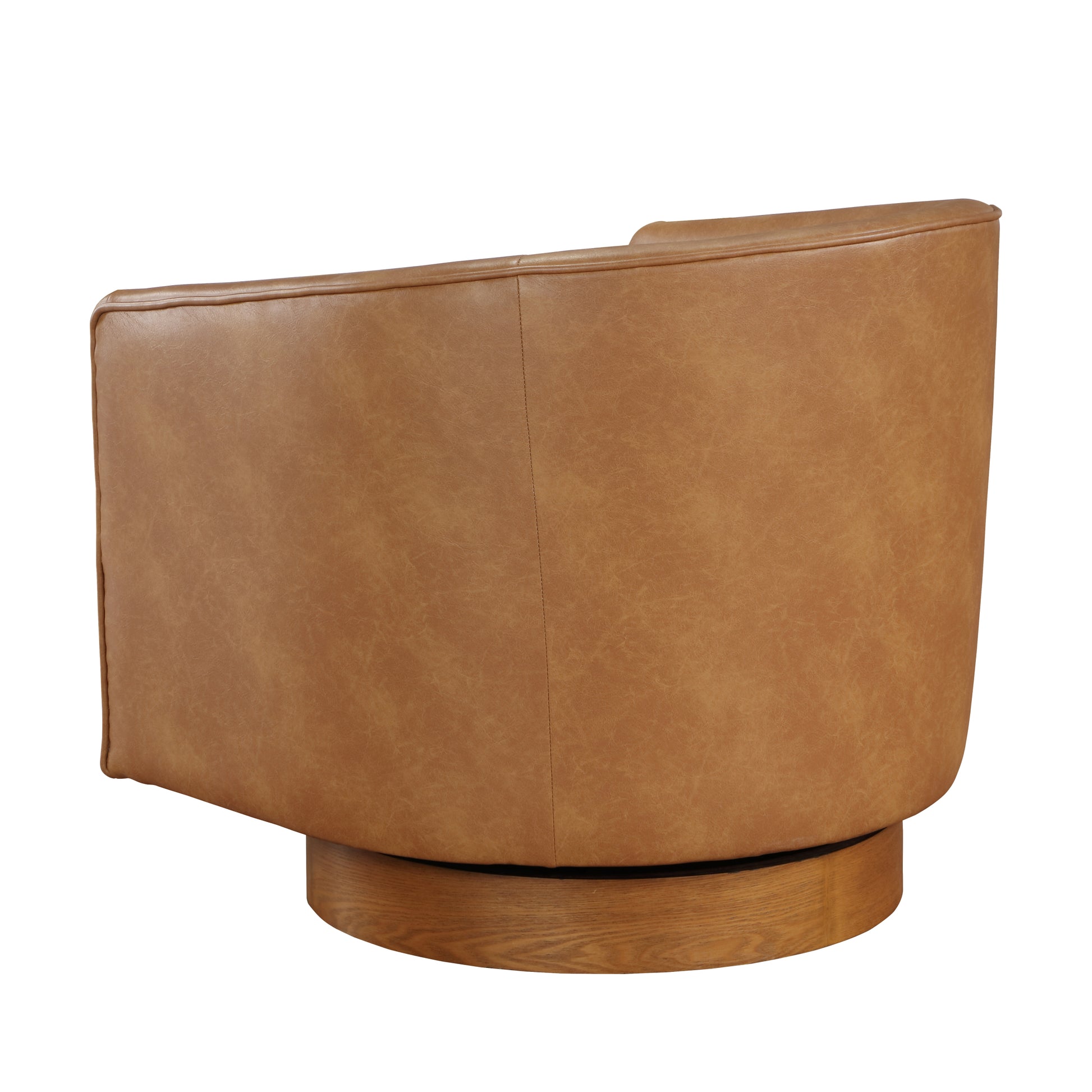 Maisy Saddle Faux Leather Wood Base Barrell Swivel brown-foam-polyester