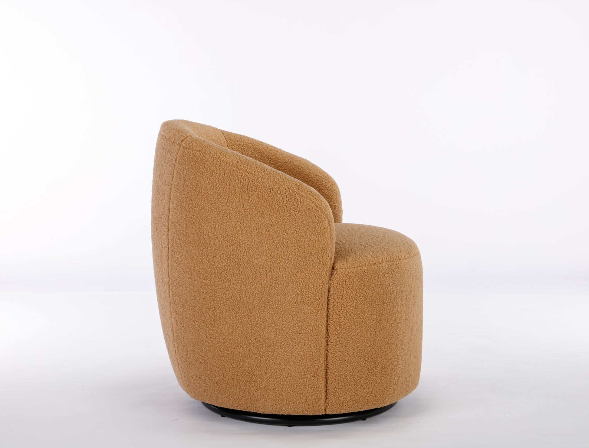 Teddy Fabric Swivel Accent Armchair Barrel Chair With Black Powder Coating Metal Ring,Khaki Khaki Foam Wool