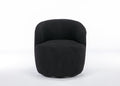 Teddy Fabric Swivel Accent Armchair Barrel Chair With Black Powder Coating Metal Ring,Black Black Foam Wool