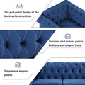 Modern Three Piece Sofa Set With Solid Wood Legs, Button Down Tufted Backrest, Dutch Velvet Upholstered Sofa Set Including Three Seater Sofa, Two Seater And Living Room Furniture Set Single Chair Blue Foam Polyester