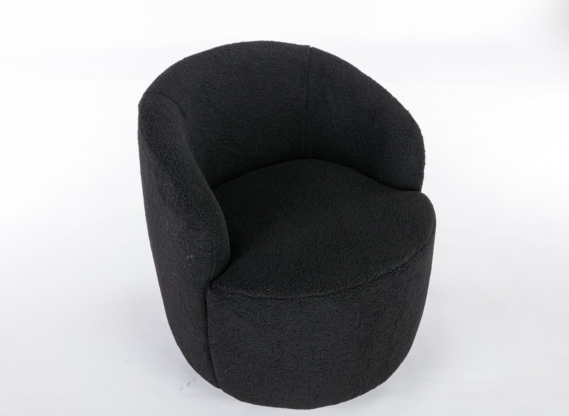 Teddy Fabric Swivel Accent Armchair Barrel Chair With Black Powder Coating Metal Ring,Black Black Foam Wool