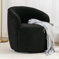 Teddy Fabric Swivel Accent Armchair Barrel Chair With Black Powder Coating Metal Ring,Black Black Foam Wool