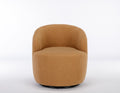 Teddy Fabric Swivel Accent Armchair Barrel Chair With Black Powder Coating Metal Ring,Khaki Khaki Foam Wool