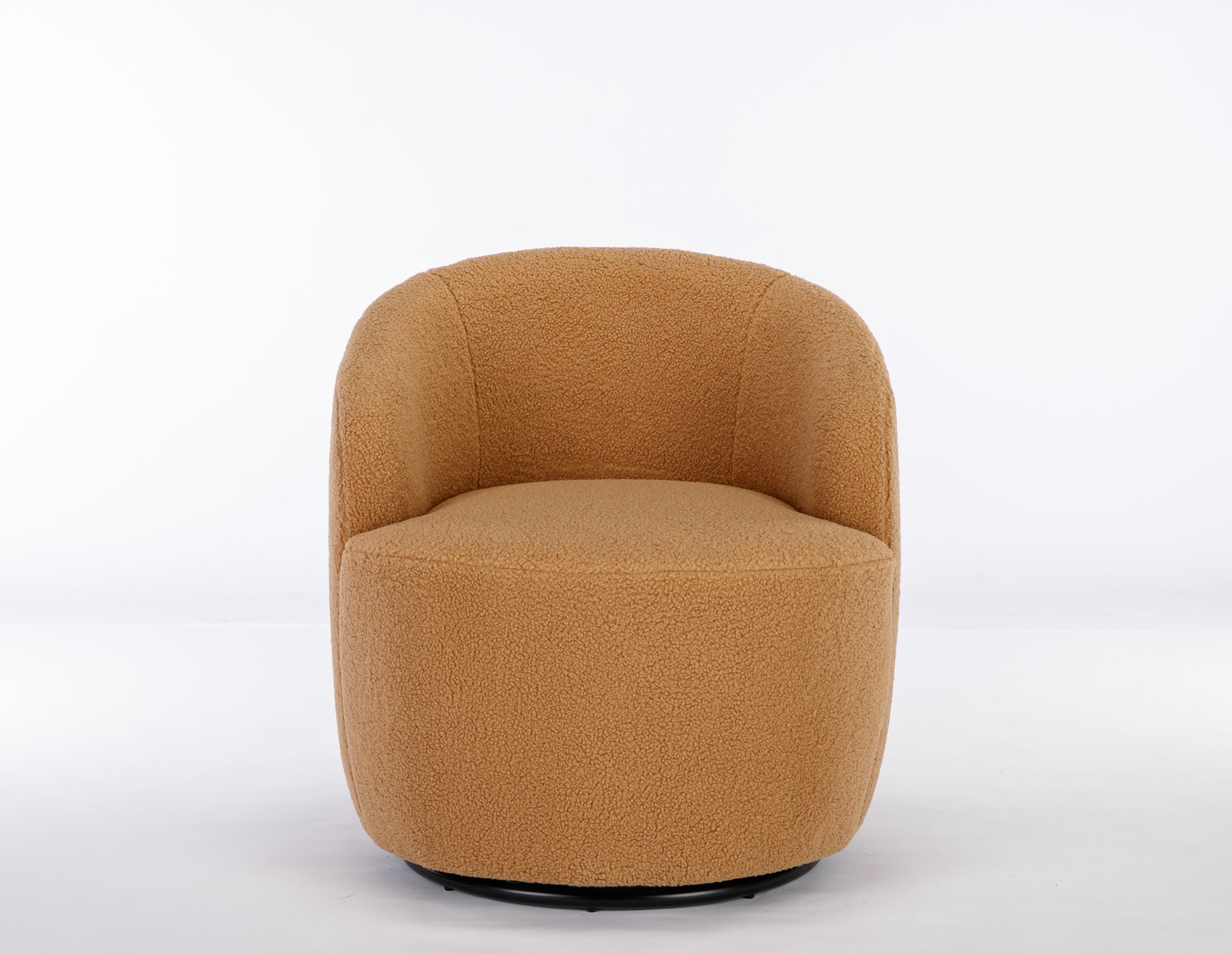 Teddy Fabric Swivel Accent Armchair Barrel Chair With Black Powder Coating Metal Ring,Khaki Khaki Foam Wool
