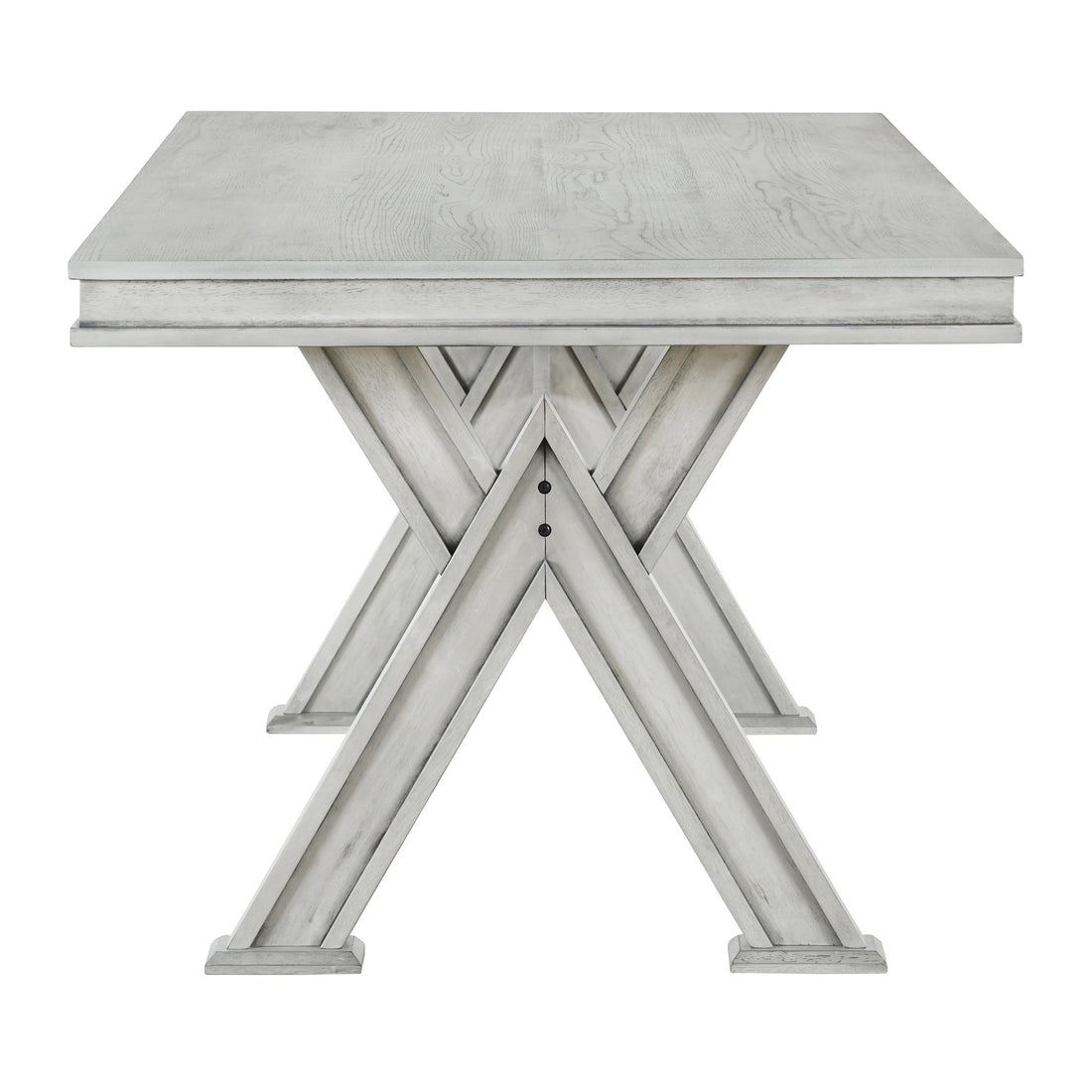 6 Piece Retro 59"L Rectangular Dining Table Set, Table With Unique Legs And 4 Upholstered Chairs & 1 Bench For Dining Room And Kitchen White Wood Dining Room Distressed Finish Rubberwood Rectangular Dining Table With Chair And Bench Upholstered Chair