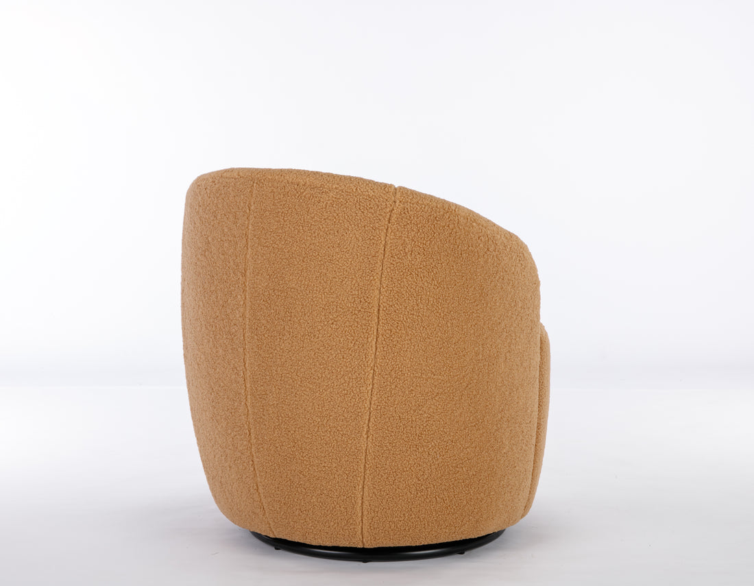 Teddy Fabric Swivel Accent Armchair Barrel Chair With Black Powder Coating Metal Ring,Khaki Khaki Foam Wool