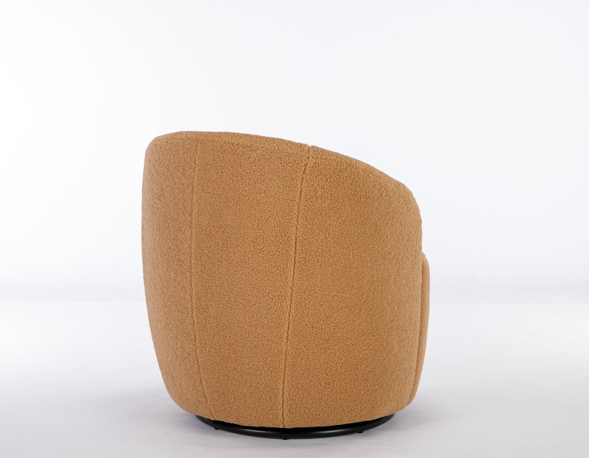 Teddy Fabric Swivel Accent Armchair Barrel Chair With Black Powder Coating Metal Ring,Khaki Khaki Foam Wool