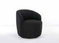 Teddy Fabric Swivel Accent Armchair Barrel Chair With Black Powder Coating Metal Ring,Black Black Foam Wool