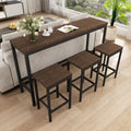 Modern Design Kitchen Dining Table,Pub Table,Long Dining Table Set With 3 Stools,Easy Assembly,Dark Brown Dark Brown Mdf