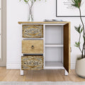 Hand Carved Accent Cabinet With Vintage Charm Versatile Storage And Distinctive Design Fully Assembled 3 4 Drawers White Washed Primary Living Space Shelves Included Wood