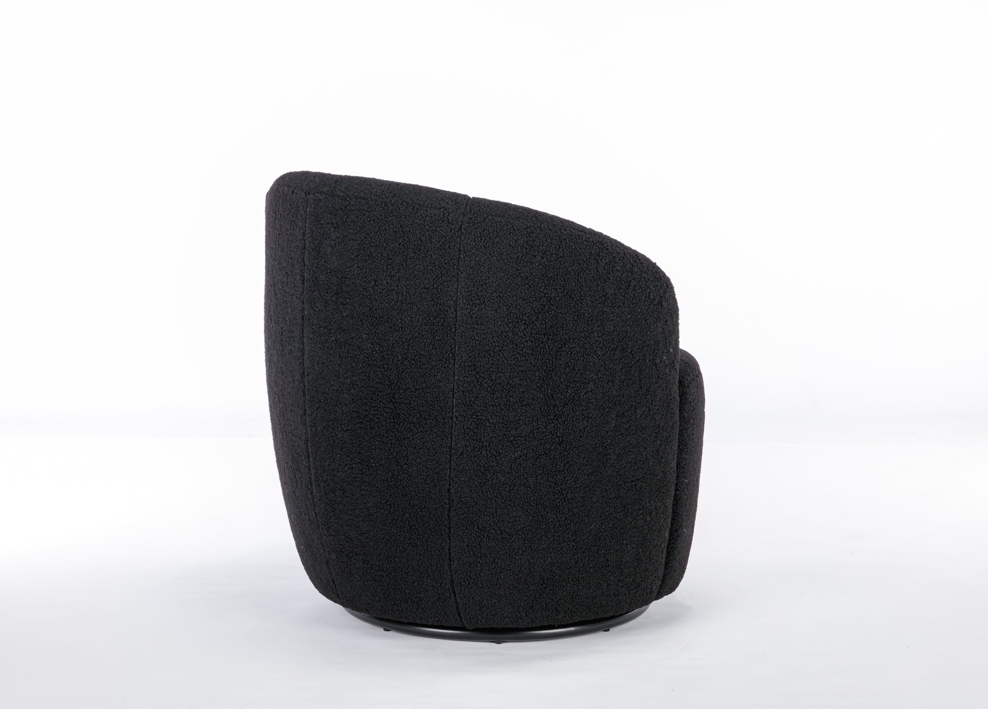 Teddy Fabric Swivel Accent Armchair Barrel Chair With Black Powder Coating Metal Ring,Black Black Foam Wool