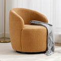 Teddy Fabric Swivel Accent Armchair Barrel Chair With Black Powder Coating Metal Ring,Khaki Khaki Foam Wool