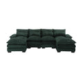United We Win Modern Large Chenille Fabric U Shape Sectional Sofa Emerald Boucle