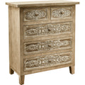 Hand Carved Accent Drawer With 5 Drawers Traditional Craftsman And Functionality Combined Antique Brown Wood