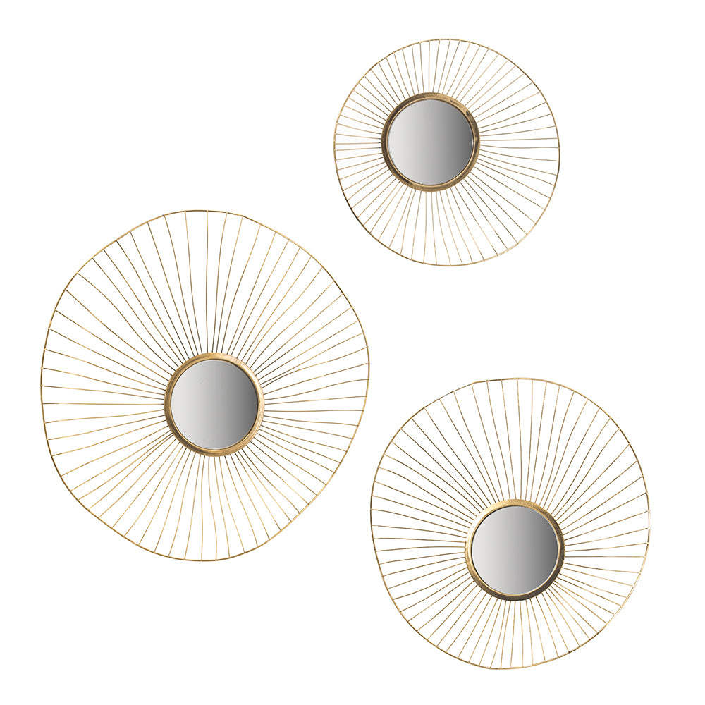 Set of 3 Wall Mirror Abstract designed Wall