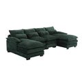 United We Win Modern Large Chenille Fabric U Shape Sectional Sofa Emerald Chenille