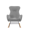Grey Teddy Fabric Rocking Chair Grey Foam Metal