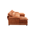 United We Win Modern Large Chenille Fabric U Shape Sectional Sofa Orange Chenille