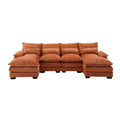 United We Win Modern Large Chenille Fabric U Shape Sectional Sofa Orange Chenille