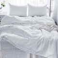 4 Pcs California King Bed Set, Premium Linen Bedding Sheets & Pillowcases, California King Bed In A Bag, White Bedding Sheet & Pillowcase Sets White Linen Linen
