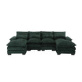 United We Win Modern Large Chenille Fabric U Shape Sectional Sofa Emerald Boucle