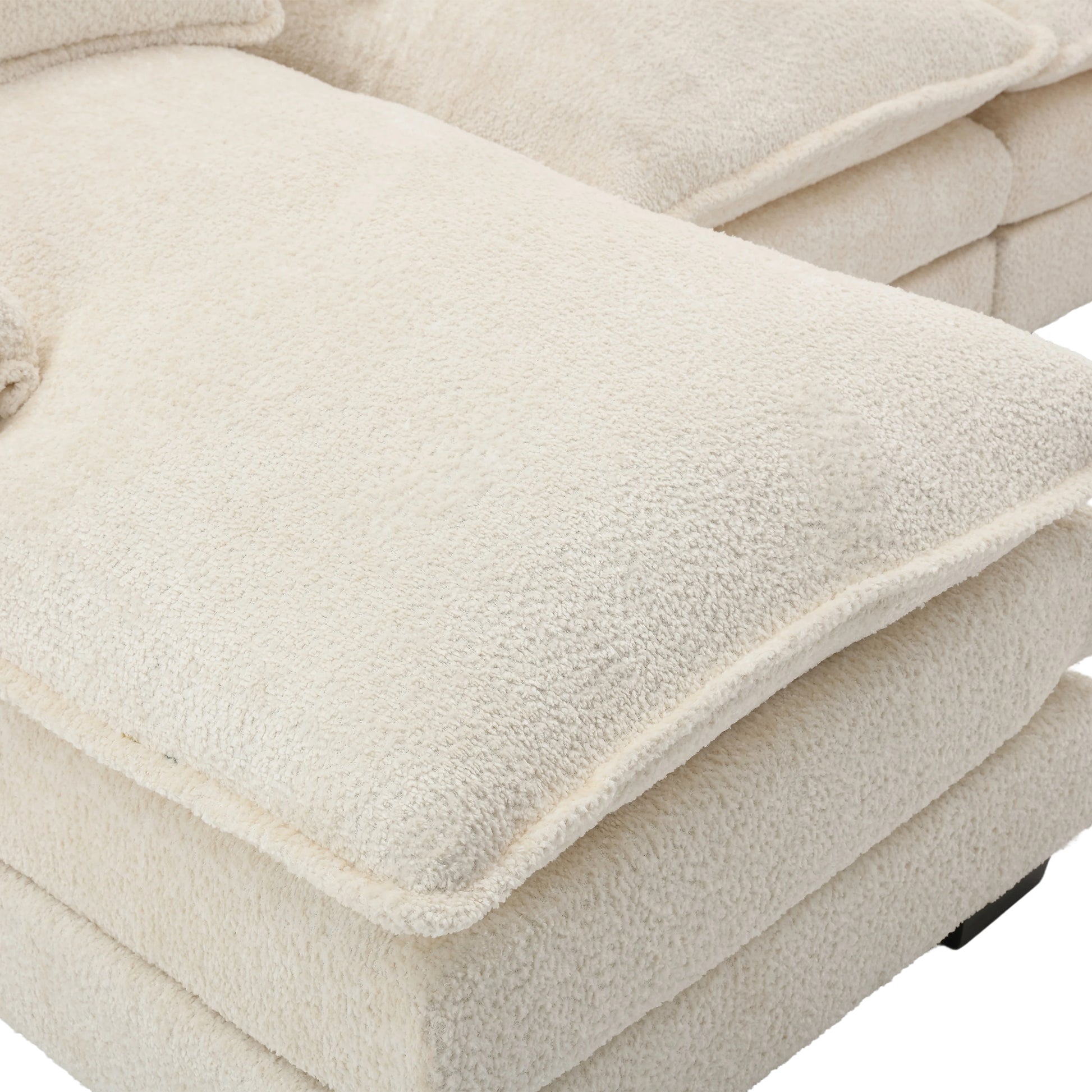United We Win Modern Large Chenille Fabric U Shape Sectional Sofa Beige Chenille