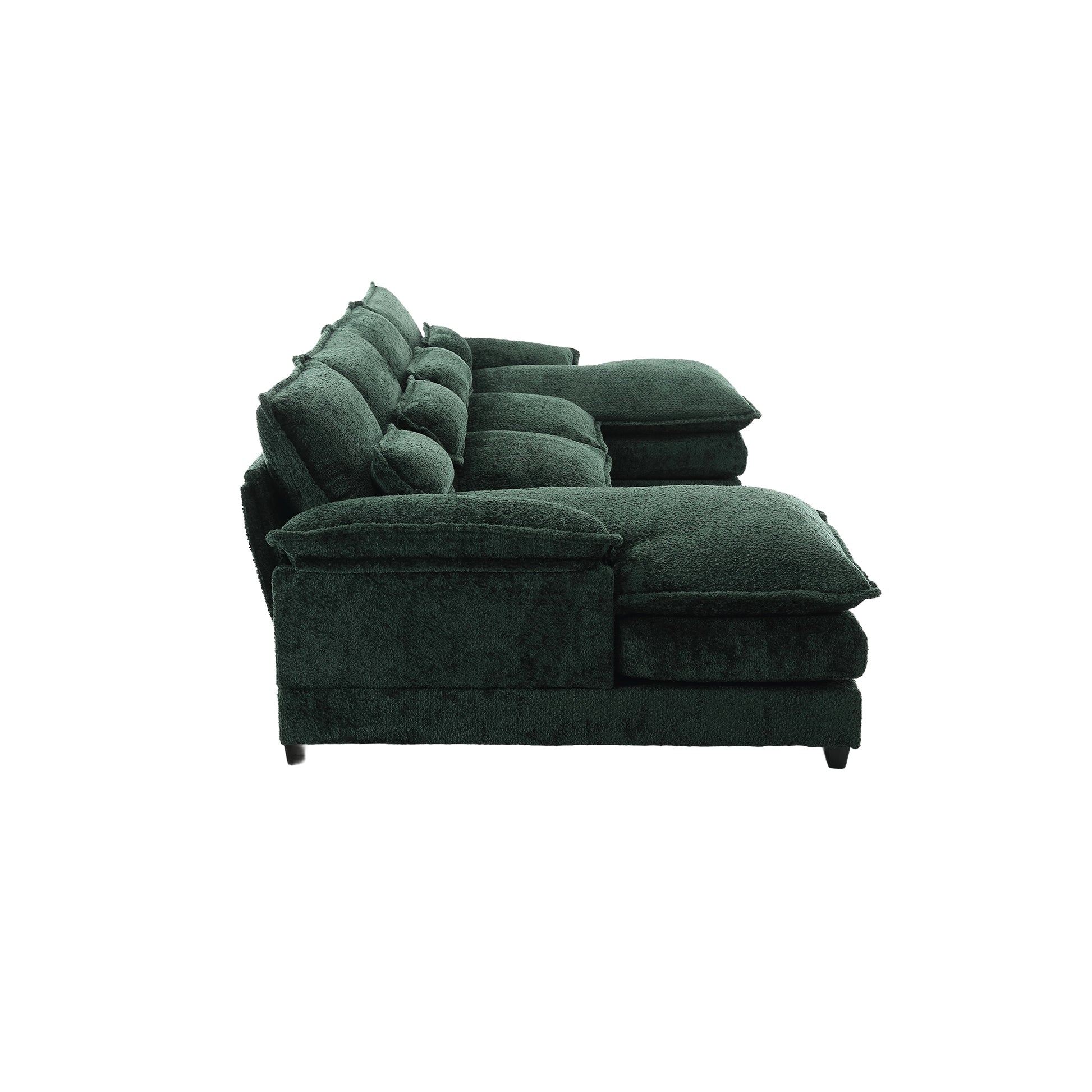 United We Win Modern Large Chenille Fabric U Shape Sectional Sofa Emerald Boucle