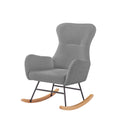 Grey Teddy Fabric Rocking Chair Grey Foam Metal