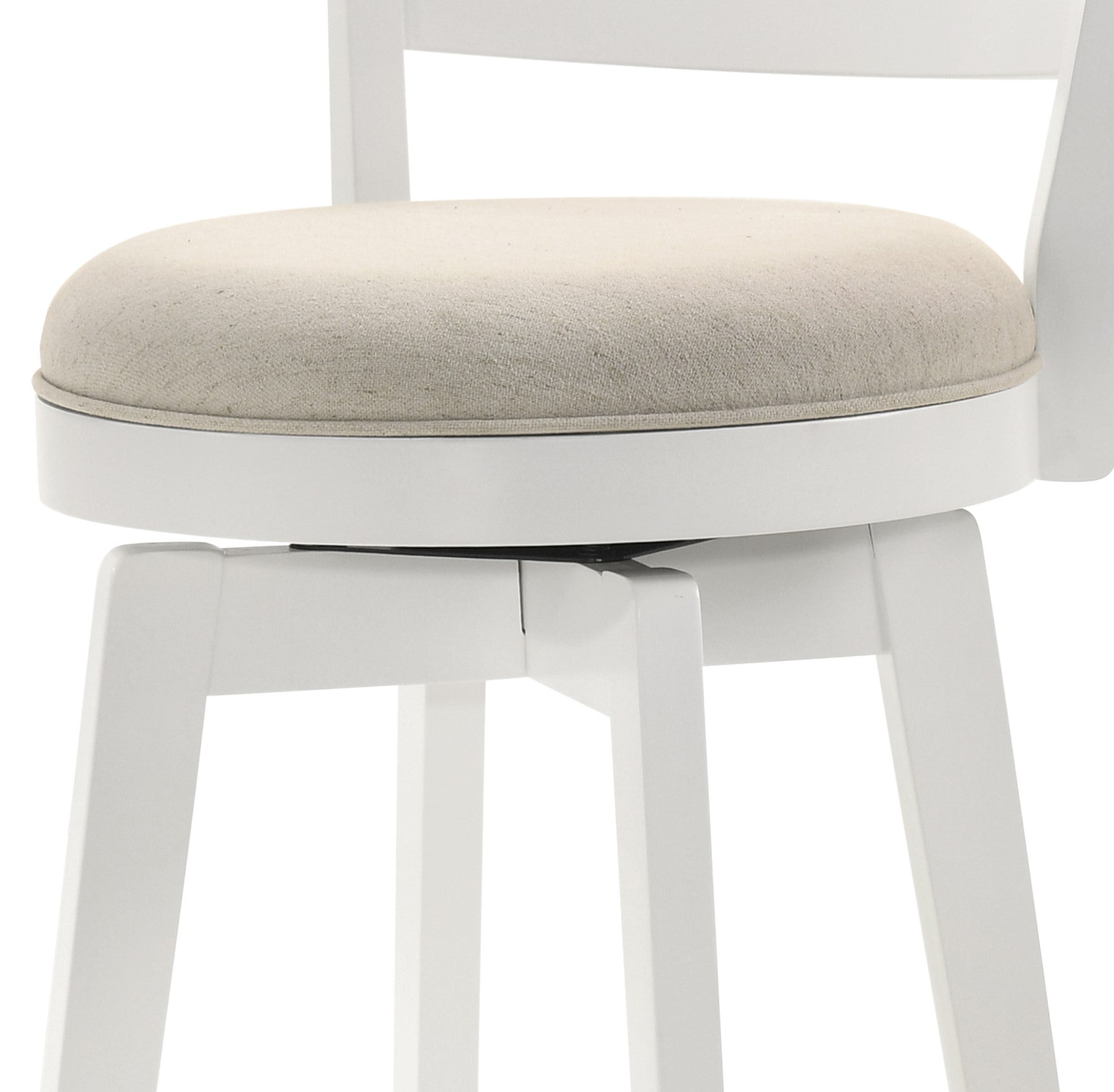 Joplin 20.5" White Ladder Back Counter Height Swivel Chair With Upholstered Seat White Wood