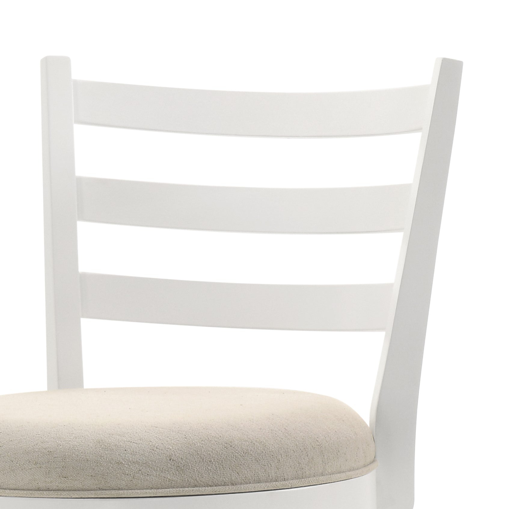 Joplin 20.5" White Ladder Back Counter Height Swivel Chair With Upholstered Seat White Wood