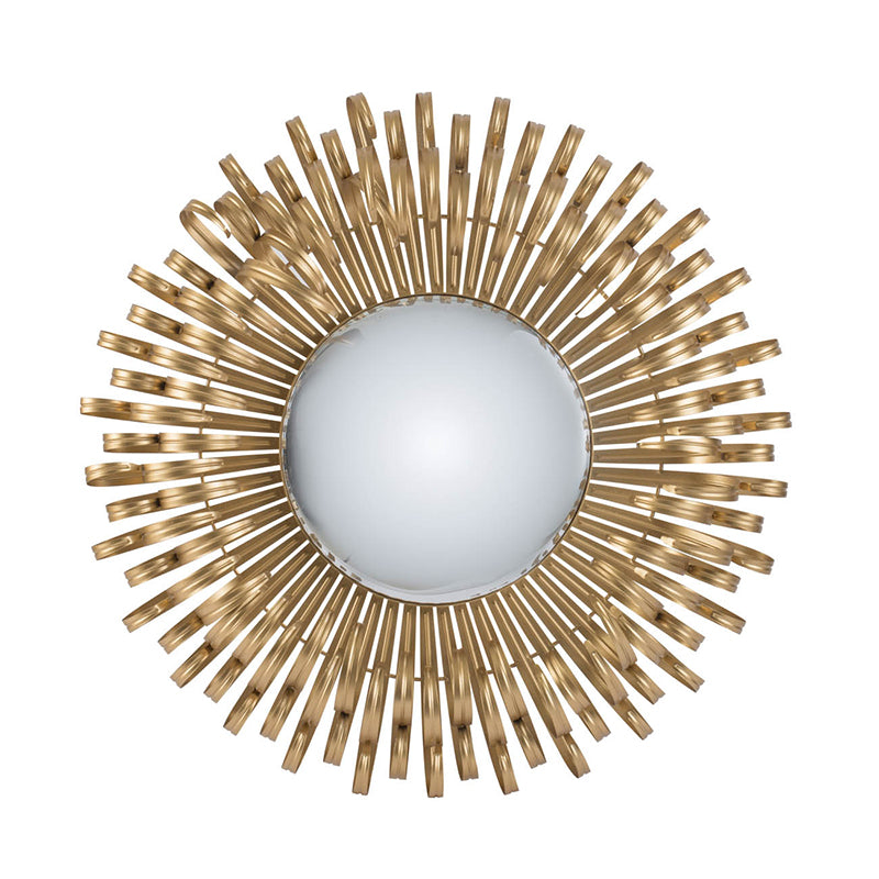 27" In Sunburst Design Wall Mirror Decorative Golden Finish For Entryway, Modern Living Room Gold Iron