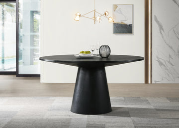 Jasper Ebony Black 47" Wide Contemporary Round Dining Table Black Wood