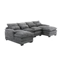 United We Win Modern Large Chenille Fabric U Shape Sectional Sofa Gray Boucle