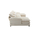 United We Win Modern Large Chenille Fabric U Shape Sectional Sofa Beige Chenille